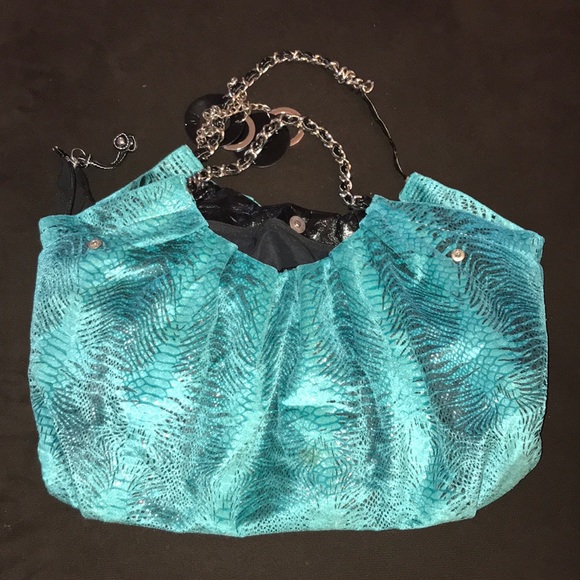 Blue turquoise larger purse bag Nicole Miller used - Picture 3 of 5